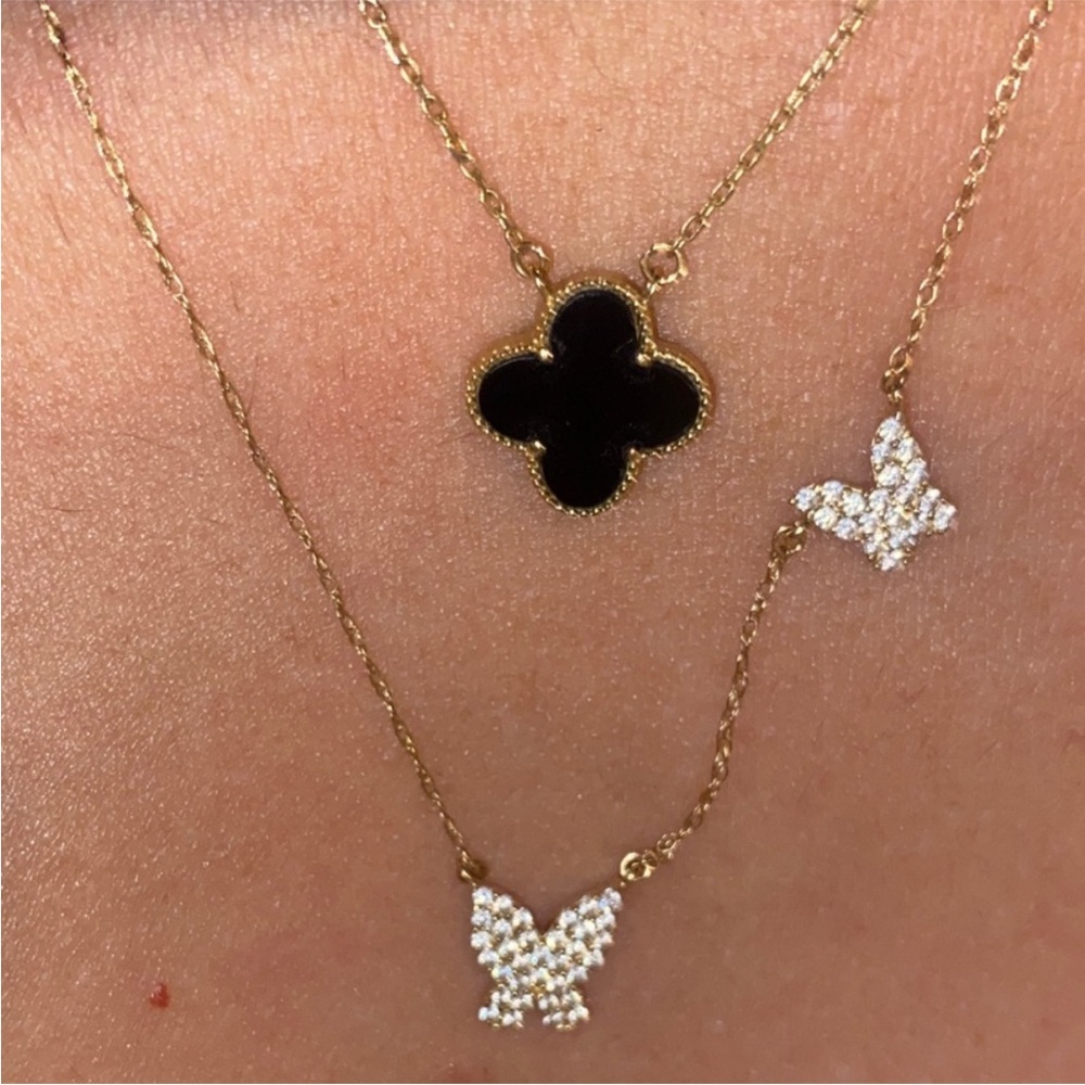 14k gold cubic zirconia butterfly necklace